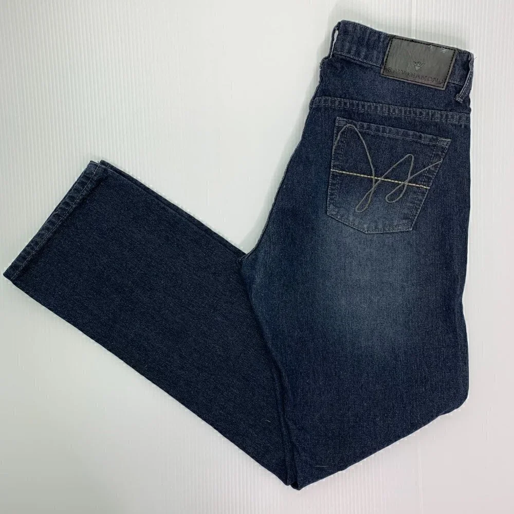 Raw Diamond Jeans Mens 30 x 32 Cotton Slim Fit Dark Wash Distress